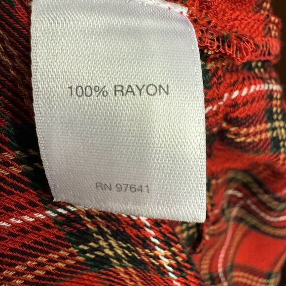 J Jill Blouse Small Red Plaid Tiered Long Sleeve Academia Holiday Lightweight - Picture 6 of 7